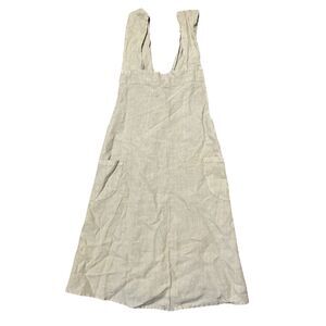 100% Linen Apron Taupe Natural Colored Cross Back Pockets Naturalist Minimalist